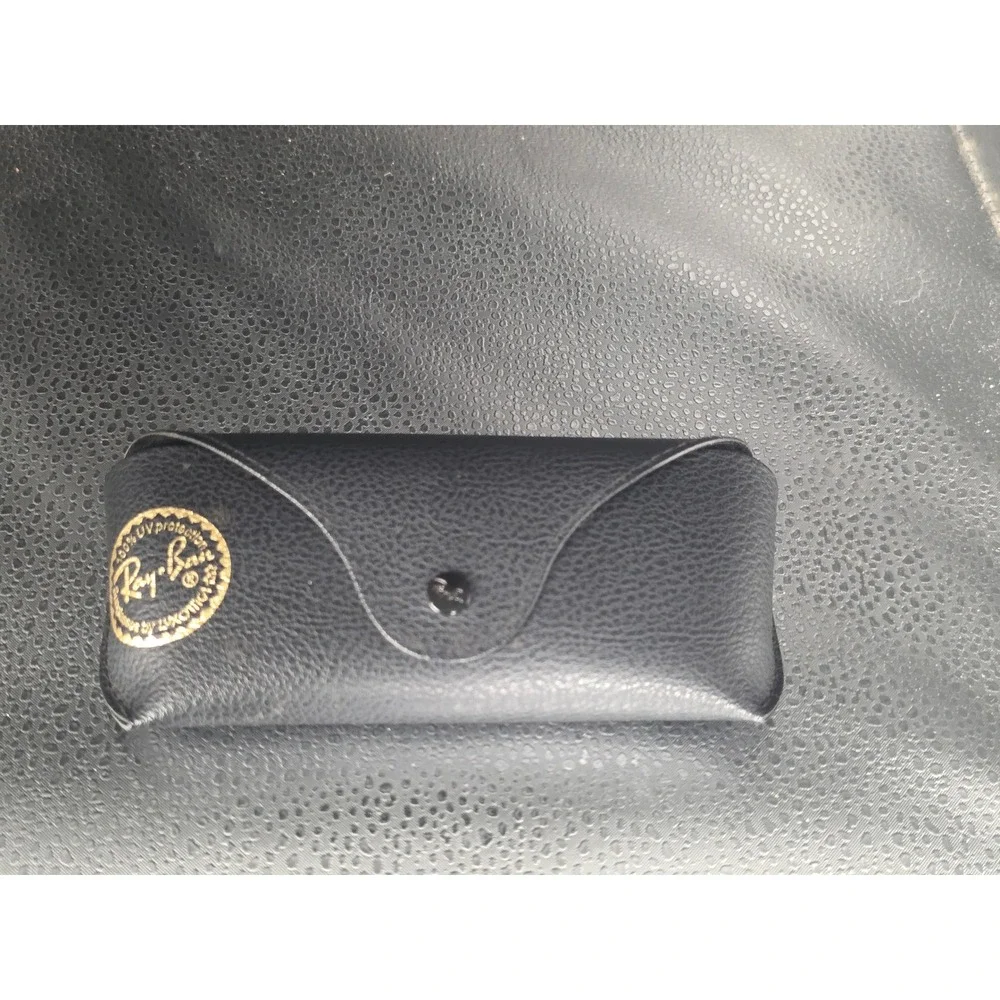 Ray-Ban Black Textured Leather Sunglasses Case Luxottica Snap Closure Protector